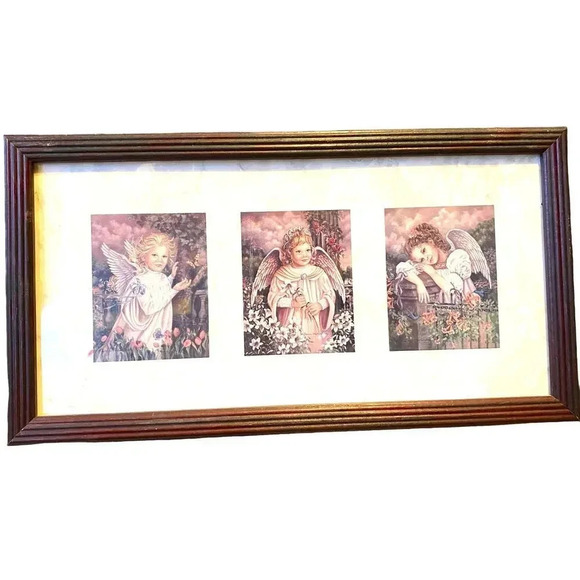 VTG Angel Girl Artwork Home Office Hanging Wall Decor Sing By Donna Richardson - Picture 1 of 8